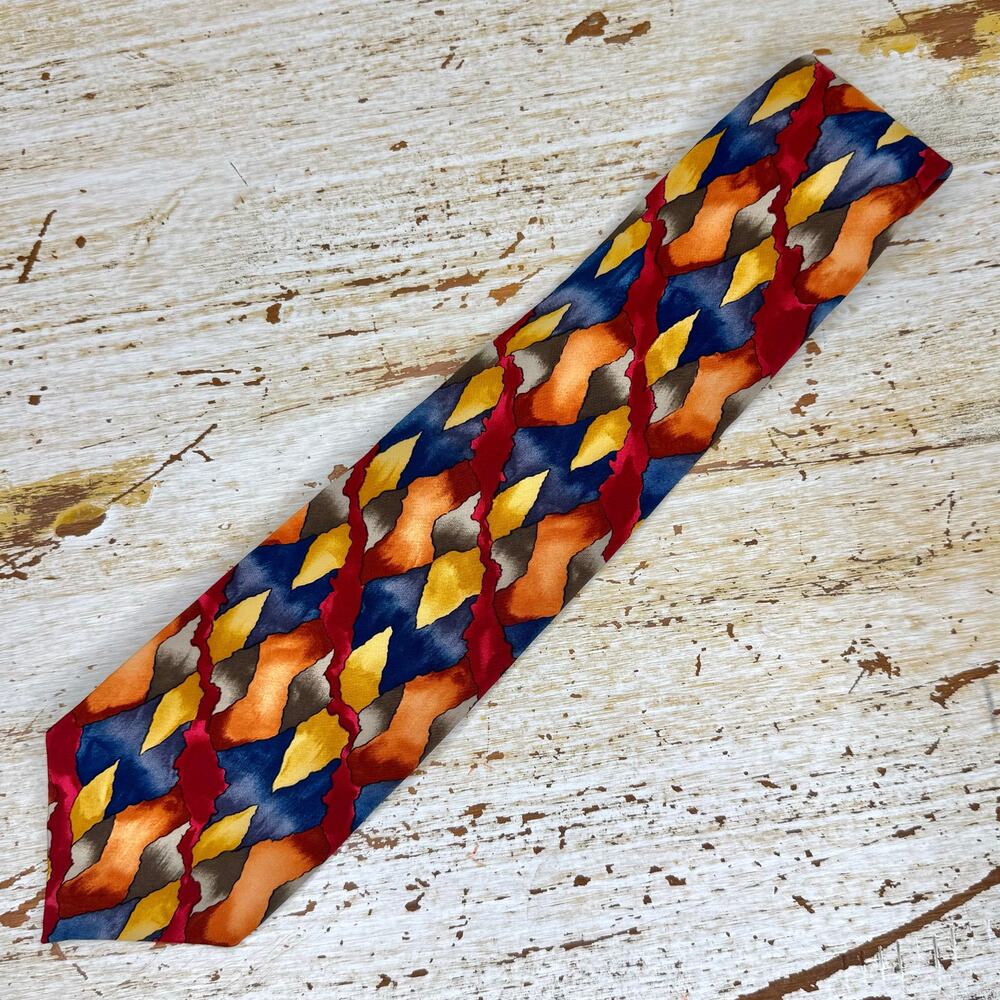 J. Garcia Abstract Multi-Color Classic Silk Neck Tie